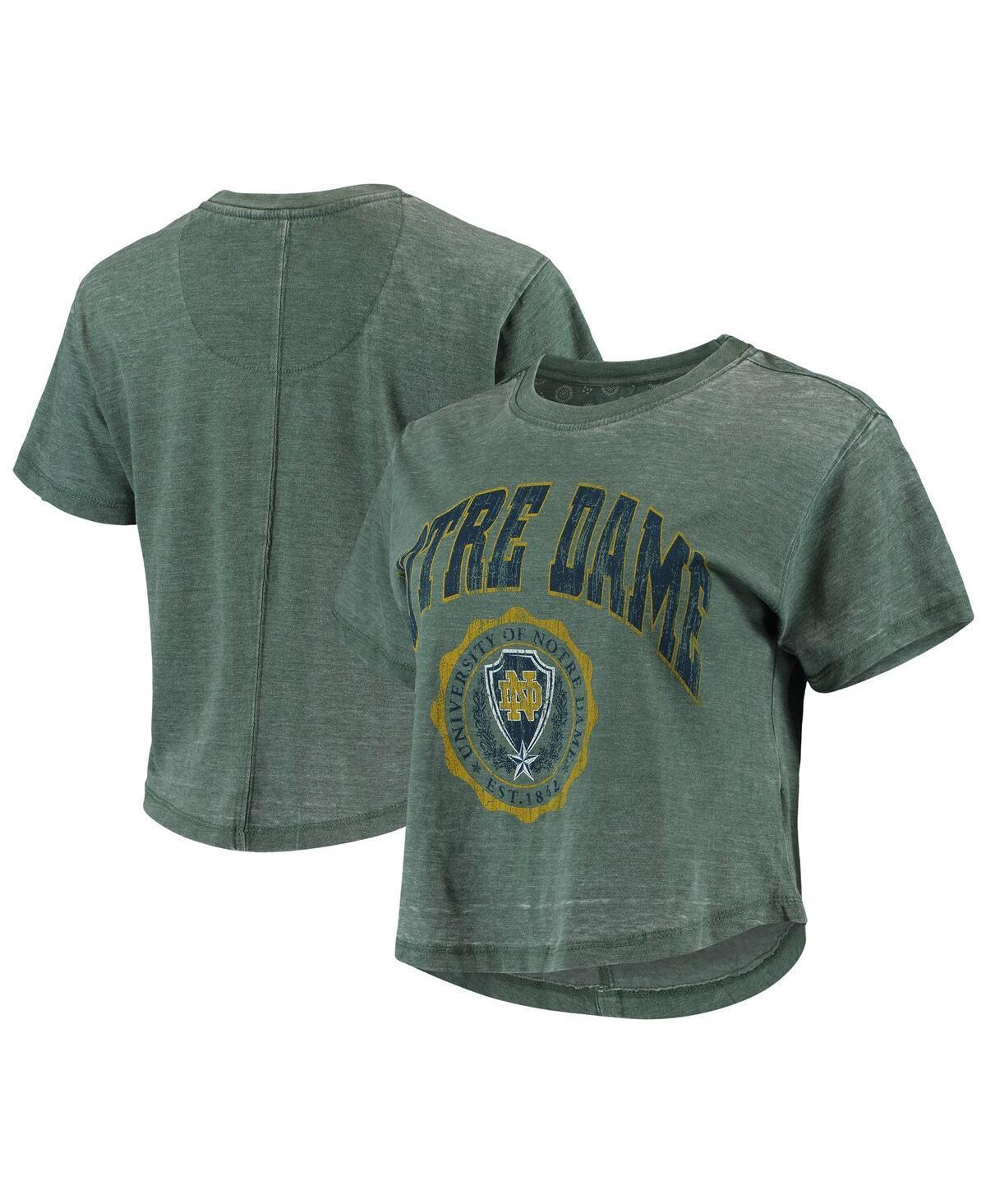 Womens Pressbox Heathered Green Notre Dame Fighting Irish Edith Vintage-Like Burnout Crop T-shirt Product Image