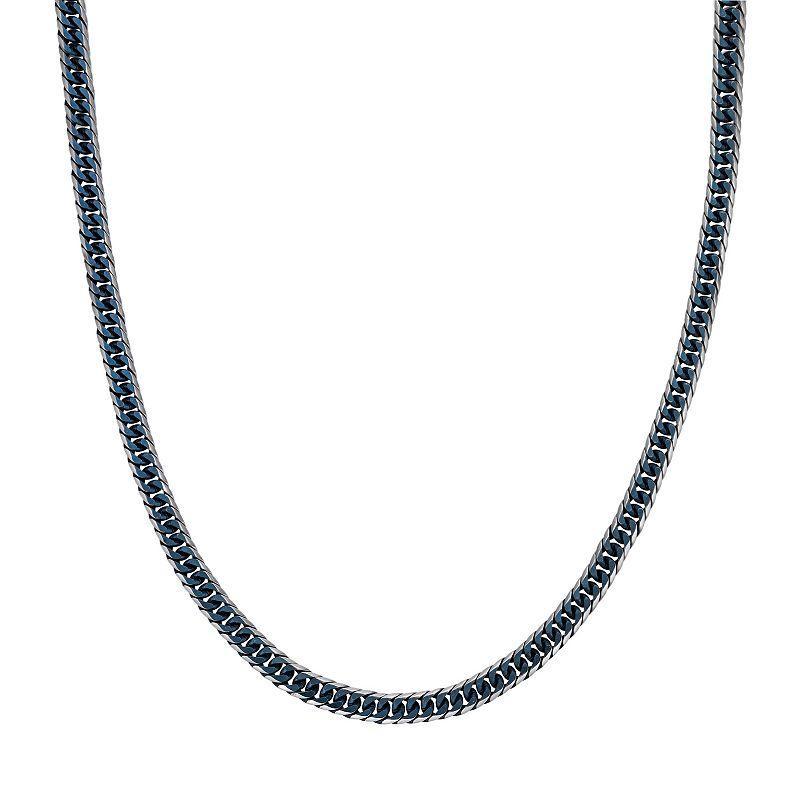 Mens LYNX Ion-Plated Stainless Steel Curb Chain Necklace Blue Product Image