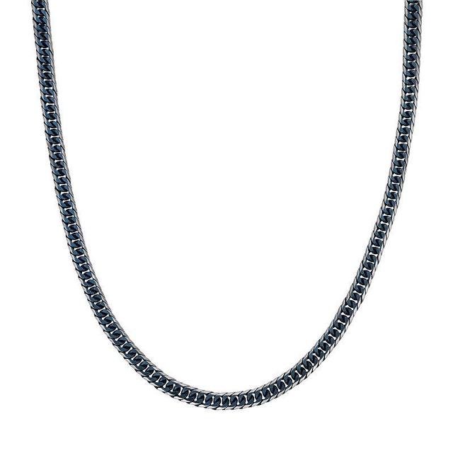 Mens LYNX Ion-Plated Stainless Steel Curb Chain Necklace Blue Tone Product Image