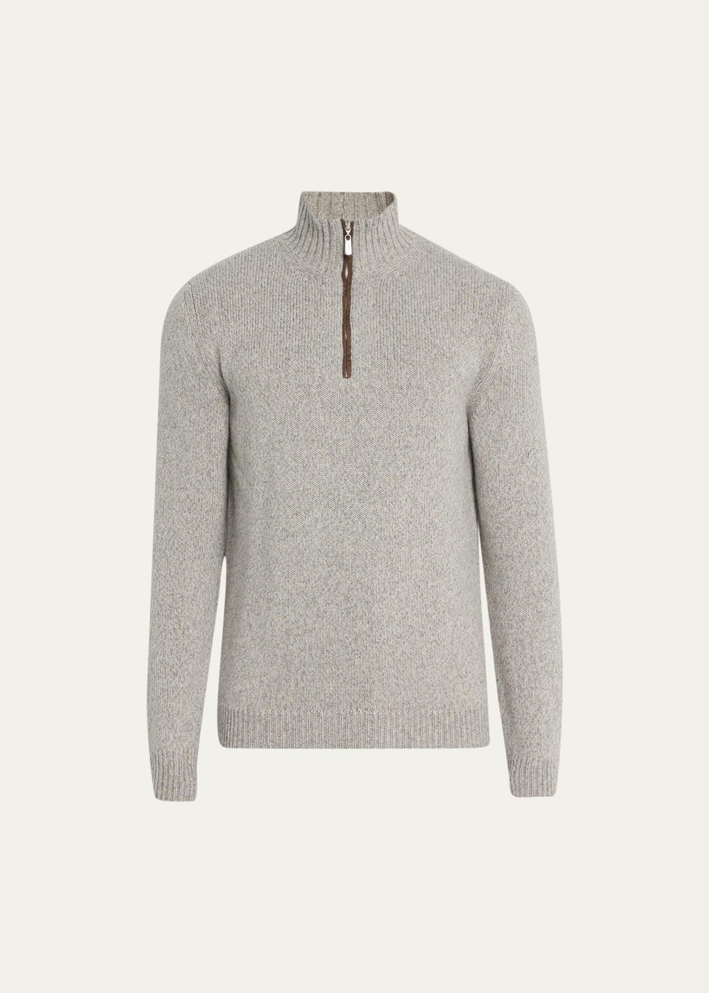 Mens Cashmere Knit Half-Zip Sweater Product Image