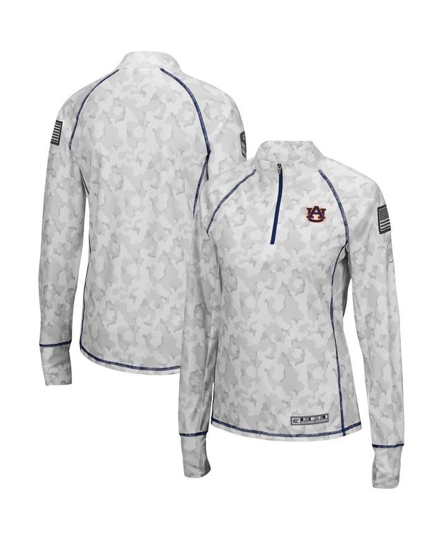 Womens Colosseum White Auburn Tigers Oht Military-Inspired Appreciation Officer Arctic Camo 1/4-Zip Jacket Product Image