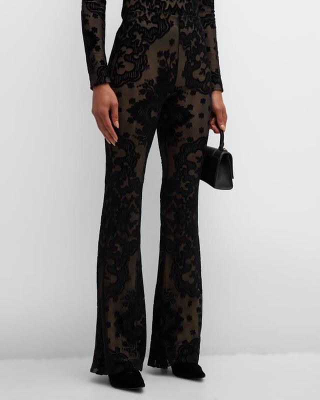 Sheer Printed Velvet Trousers Product Image