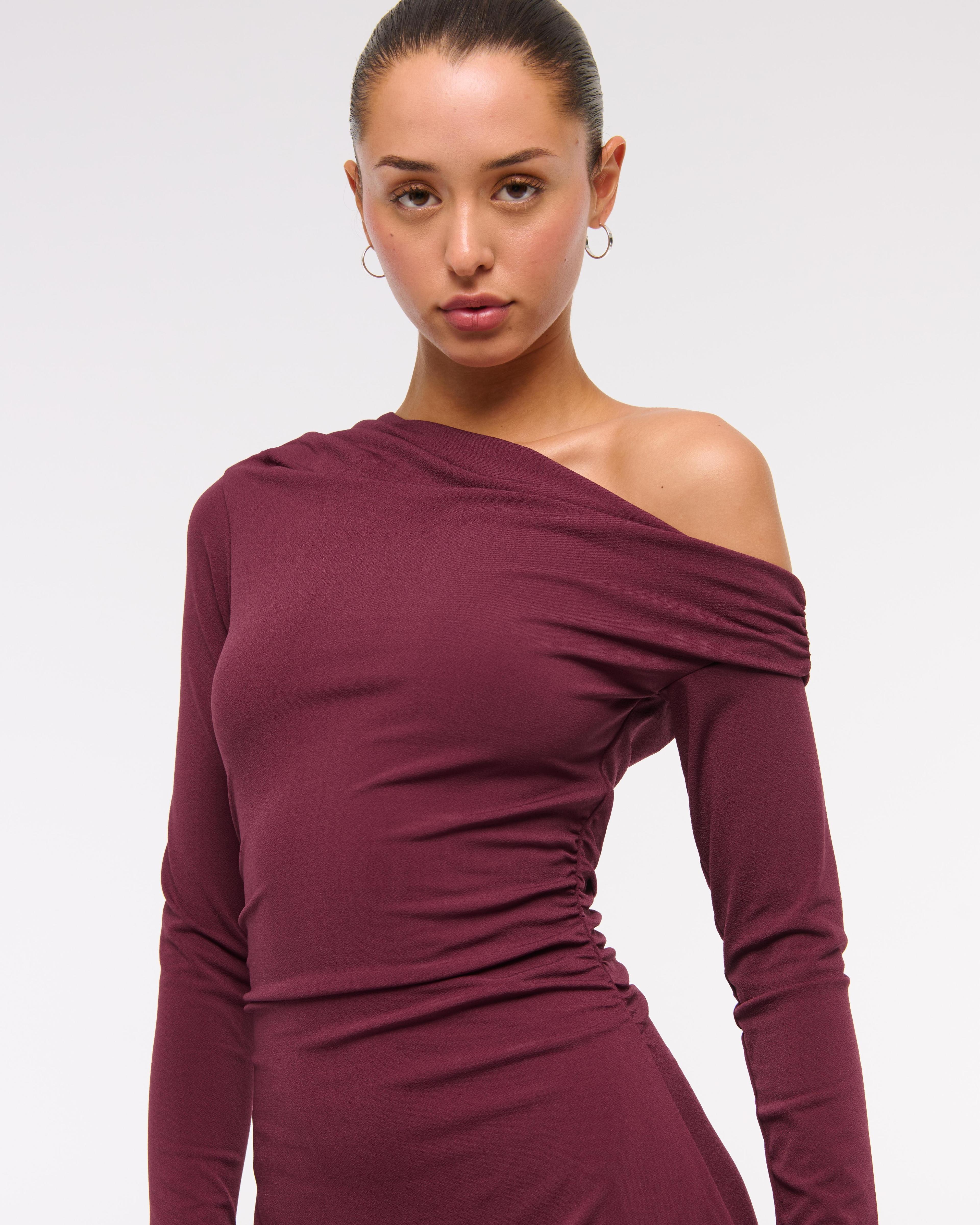 One-Shoulder Knit Mini Dress Product Image