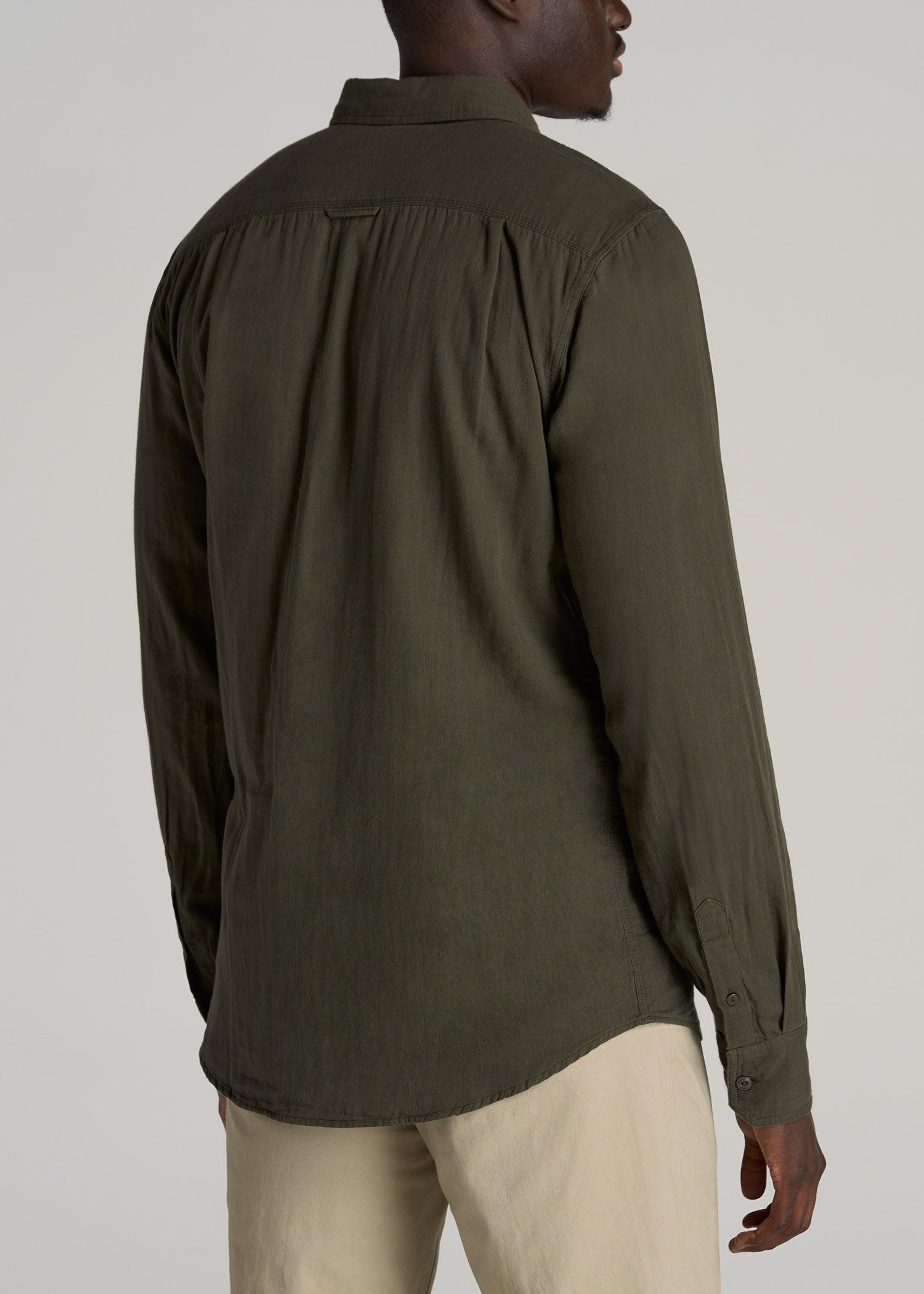 LJ&S Double Weave Shirt for Tall Men in Vintage Thyme Green Male Product Image