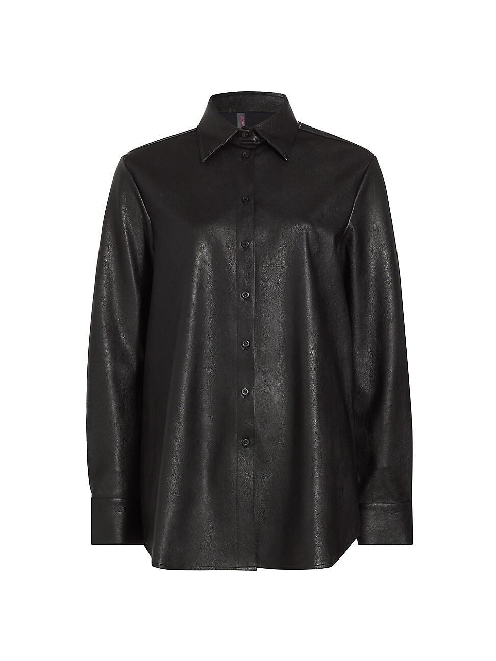 Womens Faux Leather Oversized Shirt Product Image