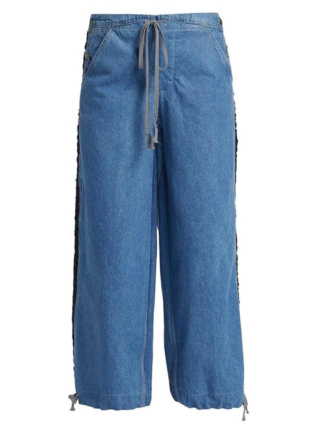 Womens Denim Wide-Leg Tux Pants Product Image