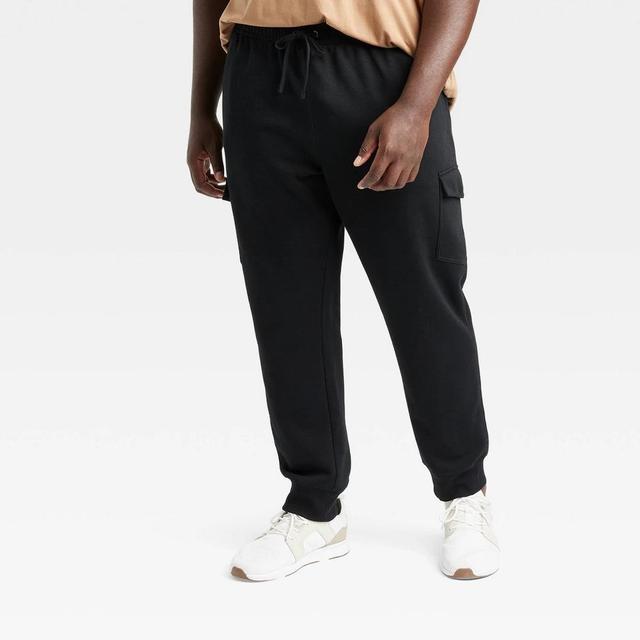 Mens Big & Tall Tapered Fleece Cargo Jogger Pants - Goodfellow & Co Black 5XLT Product Image