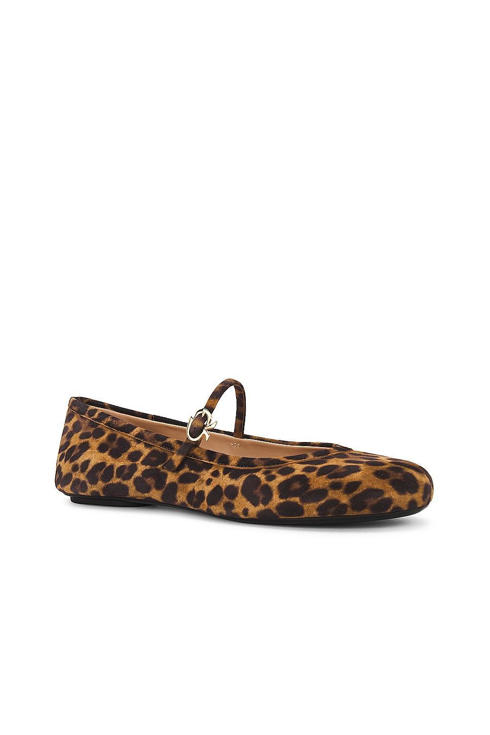 Gianvito Rossi - Carla Leopard-Print Suede Mary Jane Flats - AnimalModa Operandi Product Image