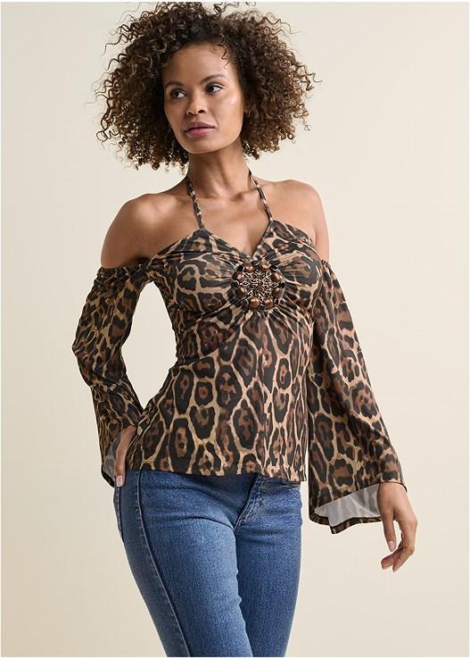 Halter Tie Animal Print Top Product Image