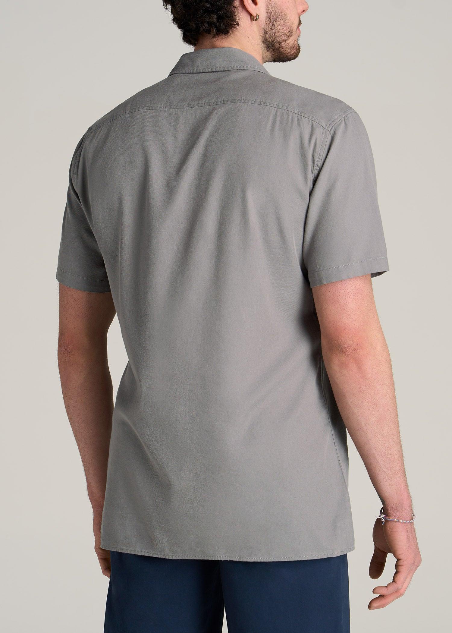 LJ&S Two-Pocket Camp Shirt for Tall Men in Pewter Male Product Image