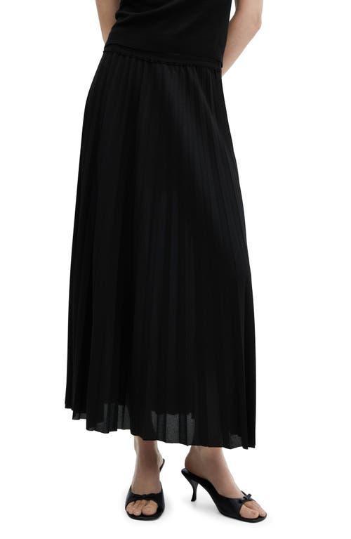 MANGO - Pleated long skirt blackWomen Product Image