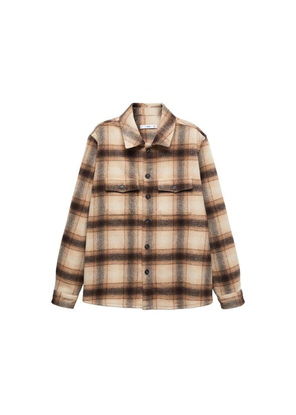 MANGO MAN - Check wool-blend overshirt brownMen Product Image