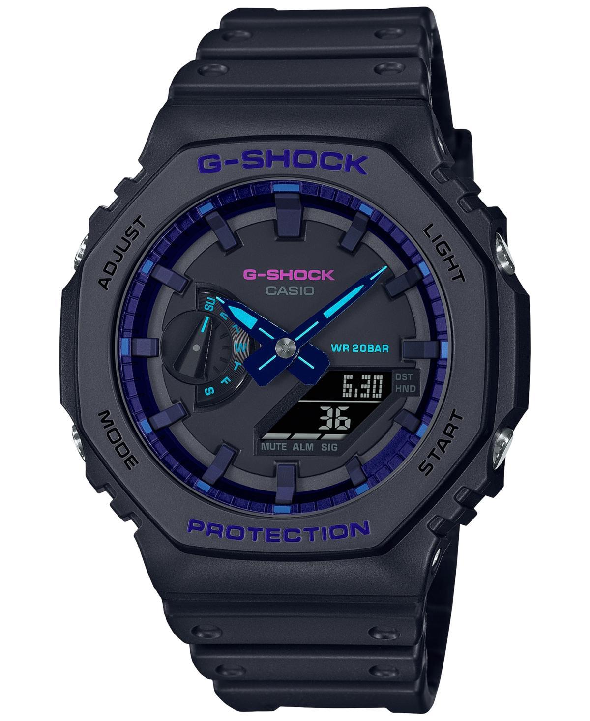 Men's Casio G-Shock Classic Virtual Blue Series Black Resin Strap Watch with Black Dial (Model: Ga2100Vb-1A) Product Image