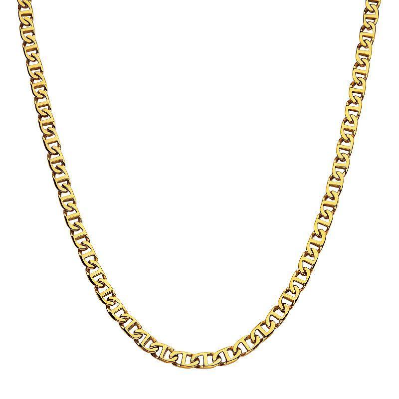 18k Gold Over Stainless Steel 8 mm Mariner Link Chain Necklace, Mens Product Image