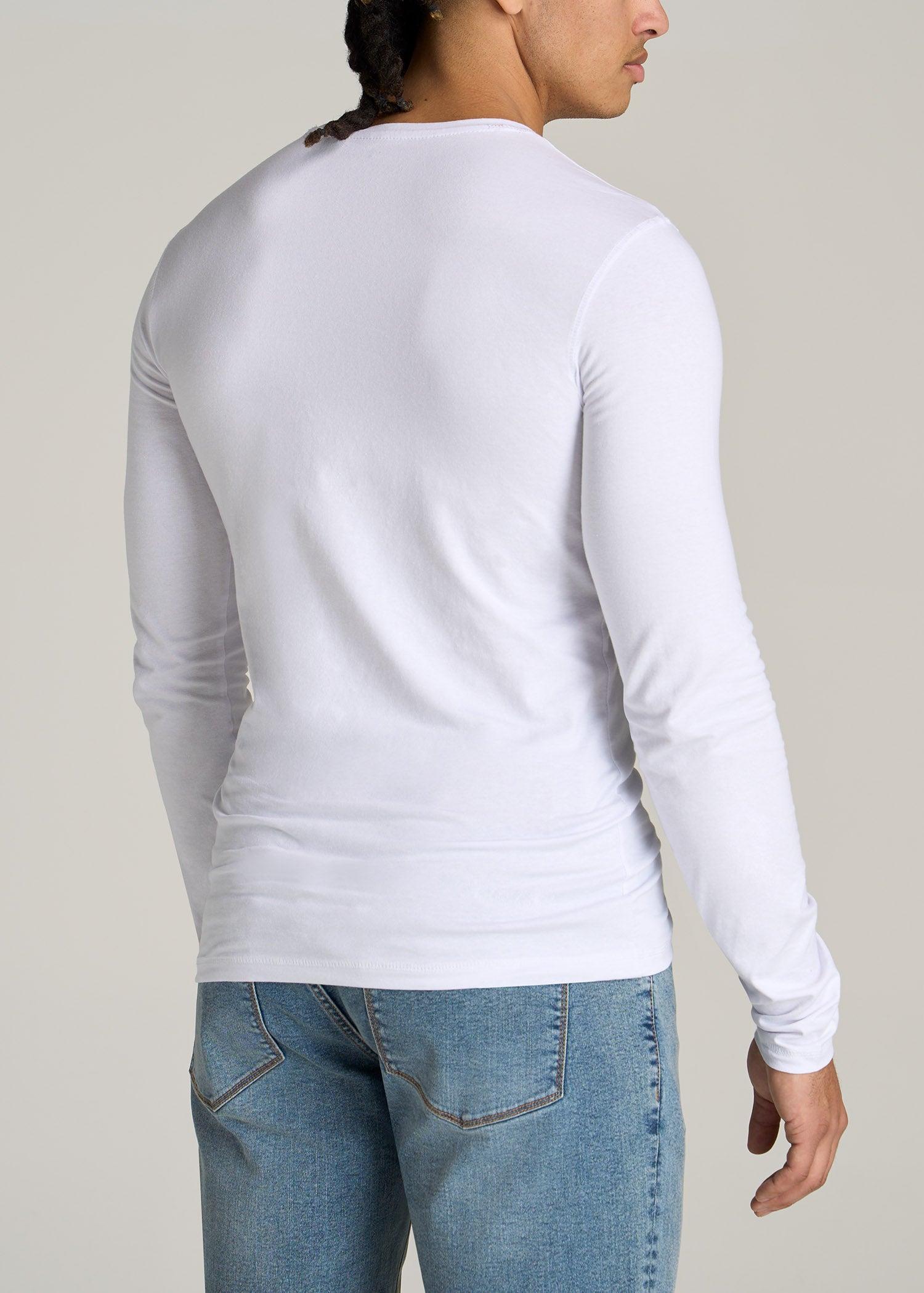 The Essential SLIM-FIT Long Sleeve Tee for Tall Men in White Product Image