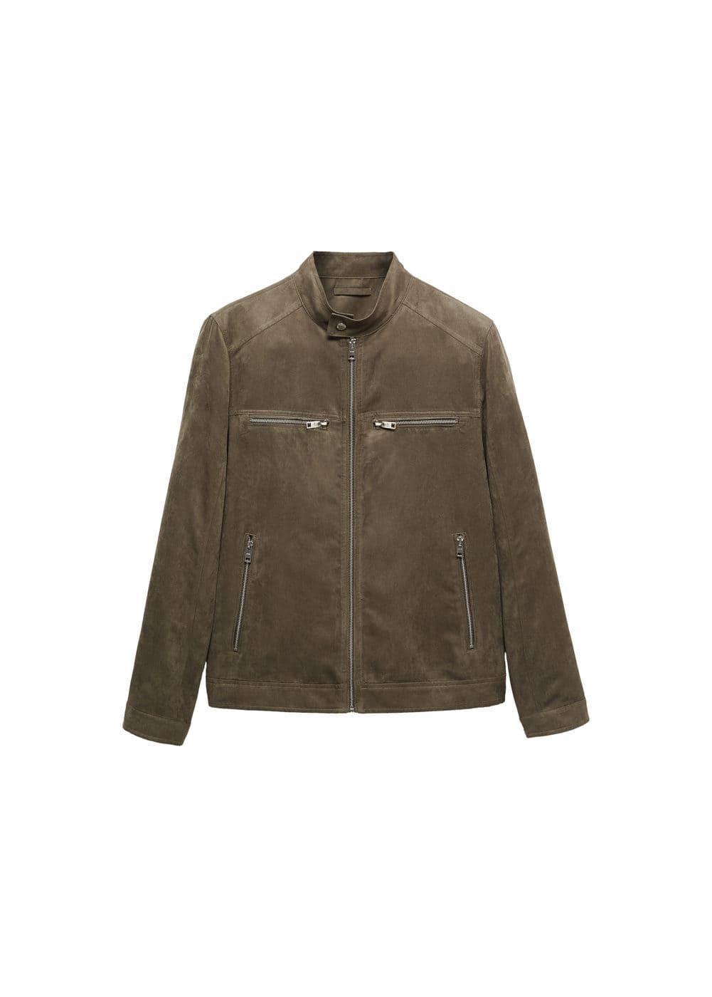 MANGO MAN - Suede-effect jacket with zipper khakiMen Product Image