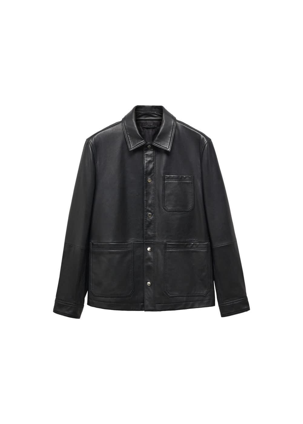 MANGO MAN - 100% nappa leather jacket blackMen Product Image