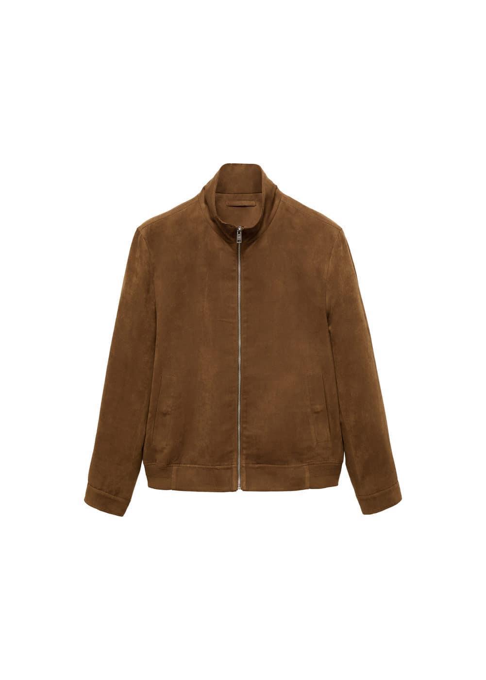 Suede-effect jacket with zipper - Men | MANGO USA Product Image