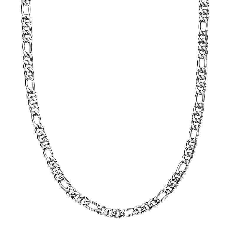 Mens LYNX Stainless Steel Figaro Chain Necklace Product Image