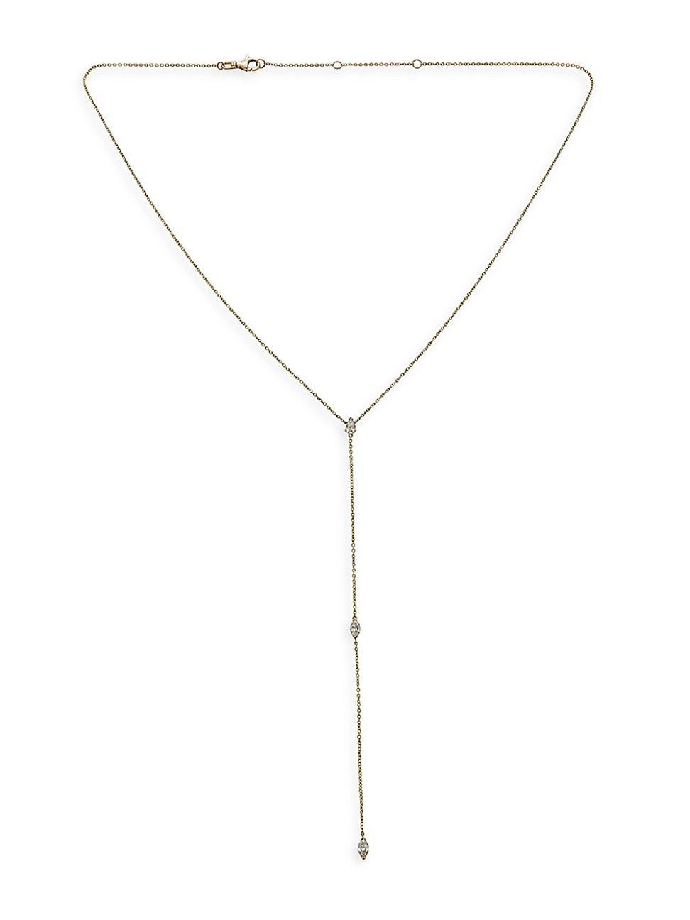 Womens 14K Yellow Gold & 0.55 TCW Diamond Lariat Necklace Product Image