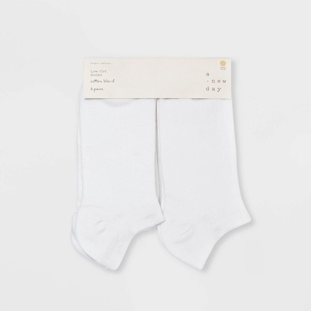 Women's 6pk Low Cut Socks - A New Day™ White 4-10 Product Image