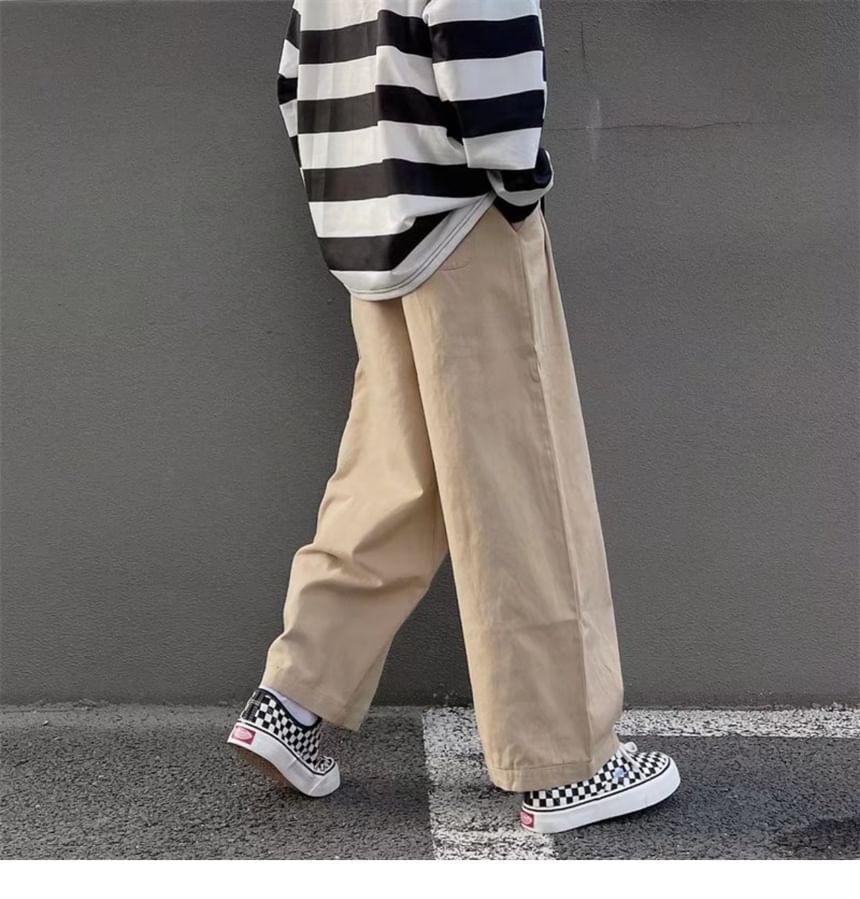 Mid Rise Plain Wide Leg Cargo Pants Product Image