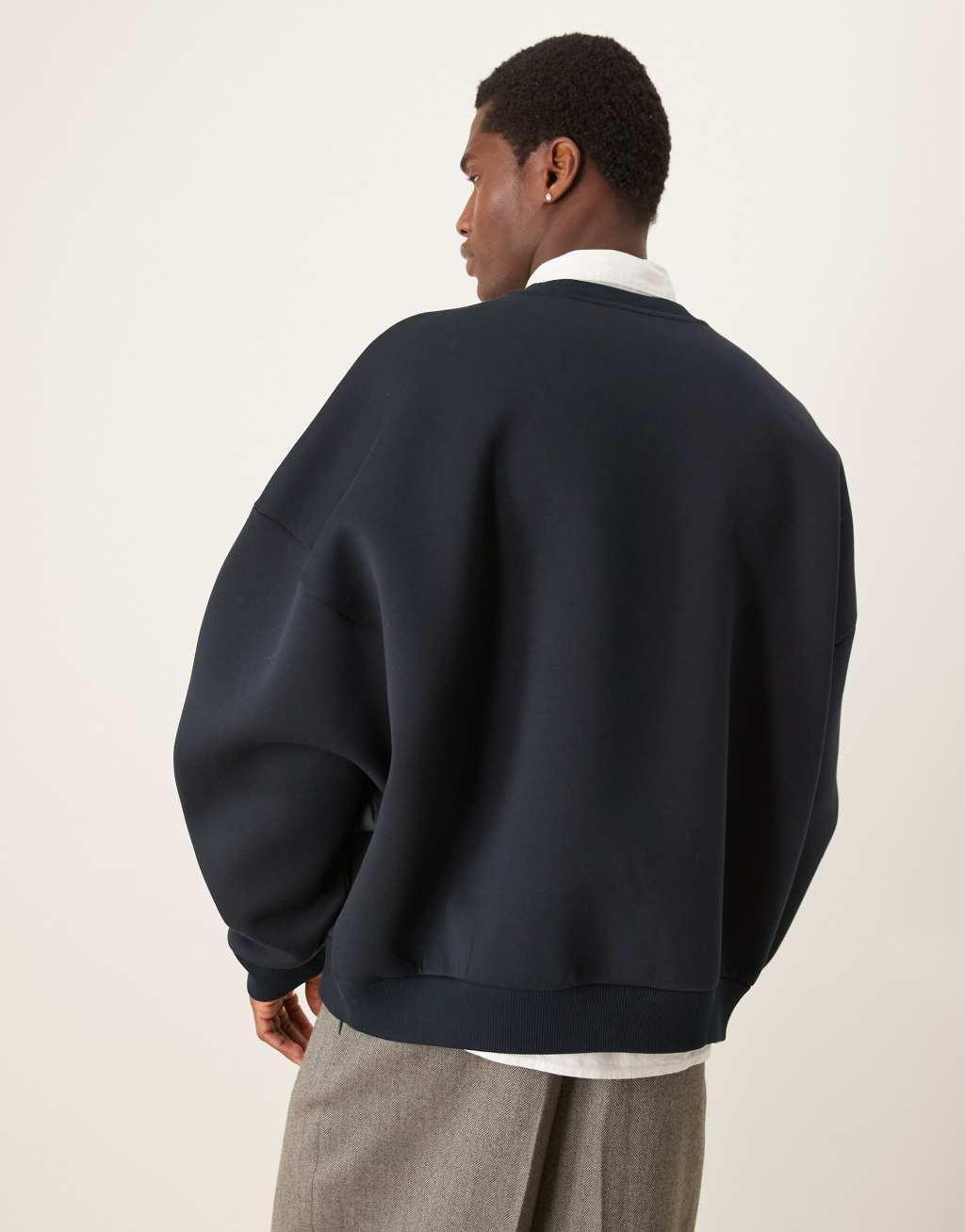 ASOS DESIGN heavyweight extreme oversized scuba sweatshirt in navy Product Image