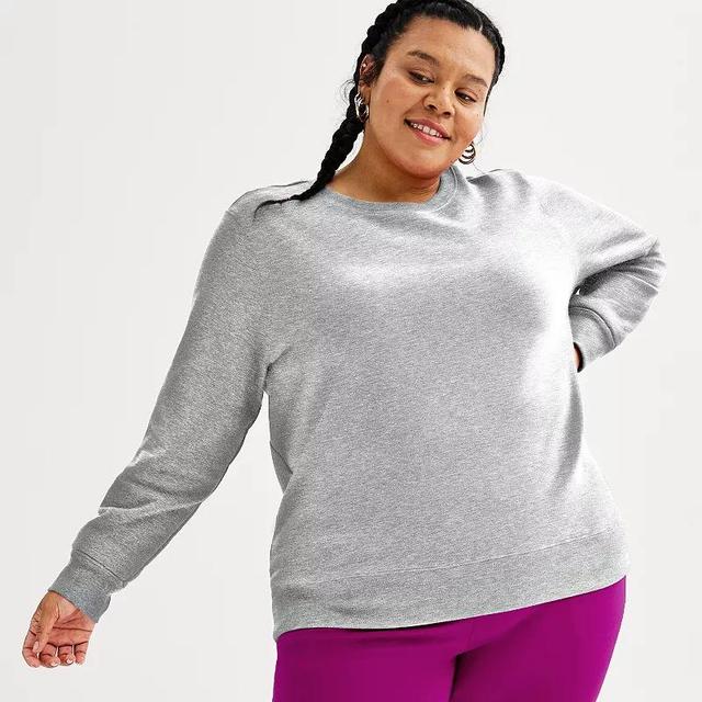 Plus Size Tek Gear Ultrasoft Fleece Crewneck Sweatshirt, Womens Dark Frost Grey Product Image