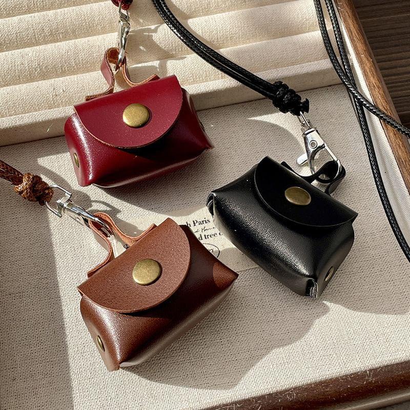 Faux Leather Pouch Necklace Product Image