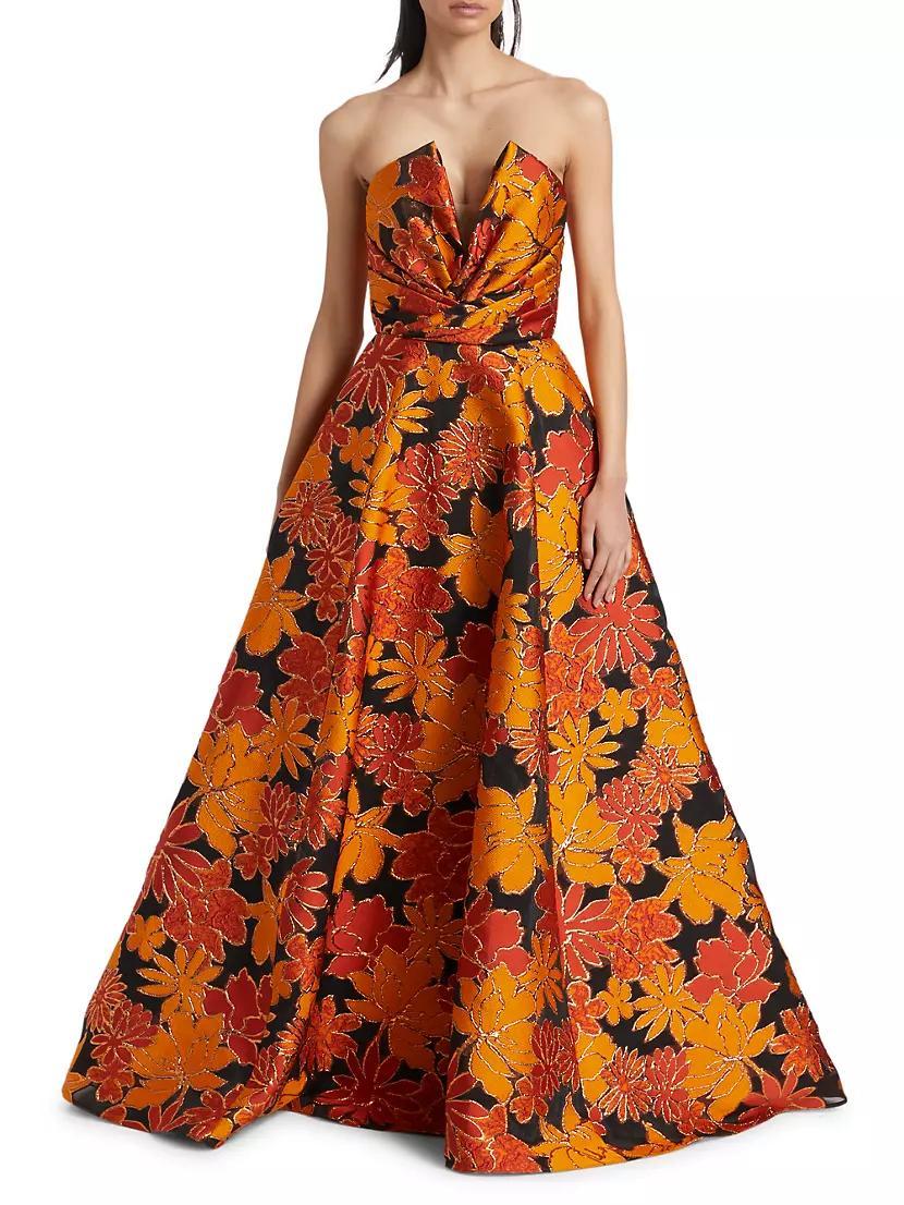 Floral Strapless A-Line Gown Product Image