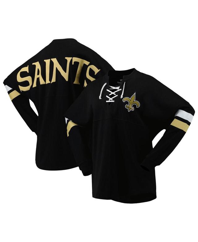 Womens Fanatics Branded New Orleans Saints Spirit Jersey Lace-Up V-Neck Long Sleeve T-Shirt Product Image