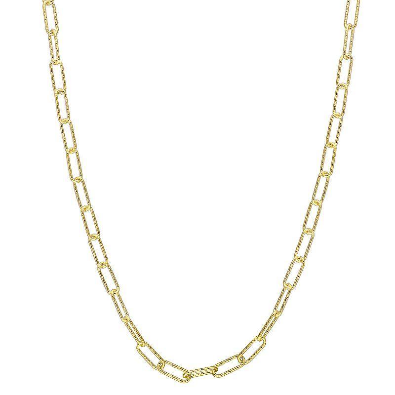 Stella Grace Sterling Silver Fancy Paper Clip Link Chain Necklace, Womens 18k Gold Plated Product Image