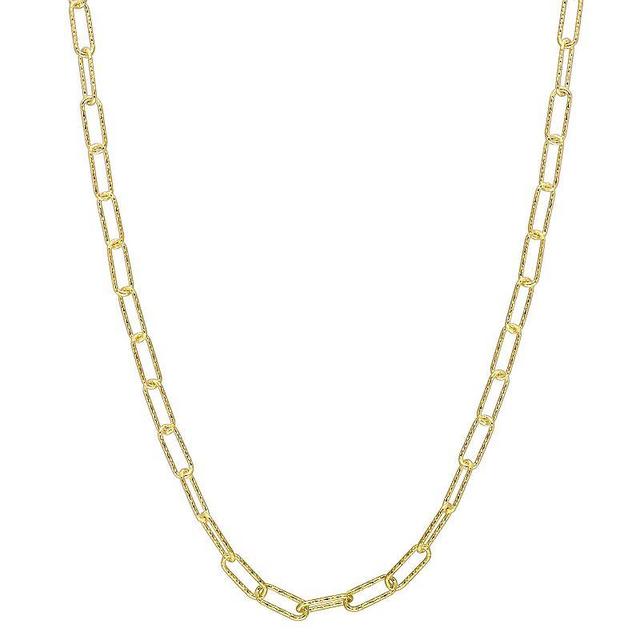 Stella Grace Sterling Silver Fancy Paper Clip Link Chain Necklace, Womens 18k Gold Plated Product Image