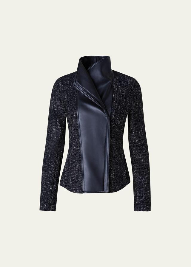 Womens Boucle Funnel-Neck Moto Jacket Product Image