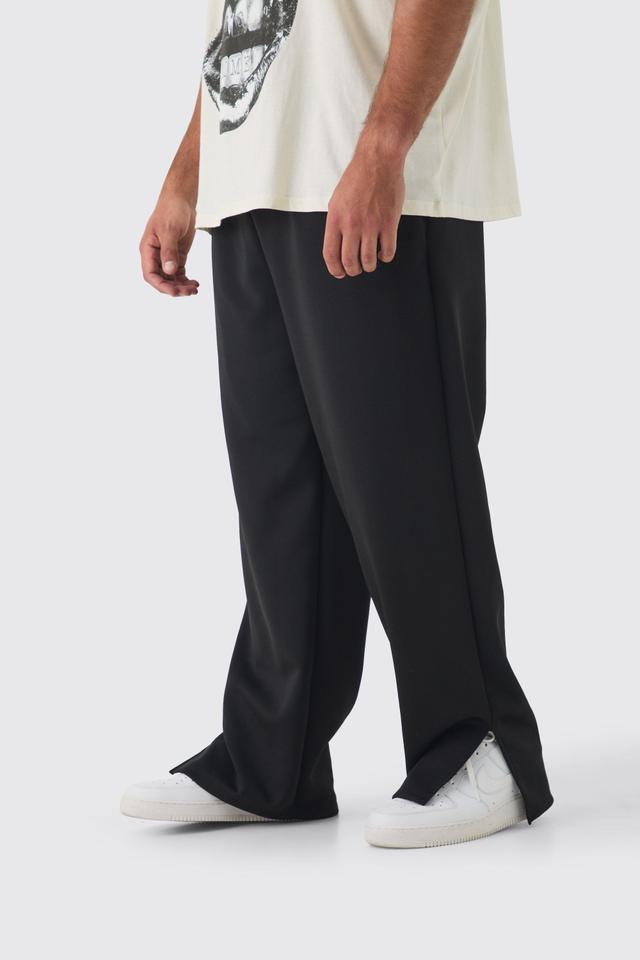 Plus Tricot Embroidered Split Hem Relaxed Fit Pants | boohooMAN USA Product Image