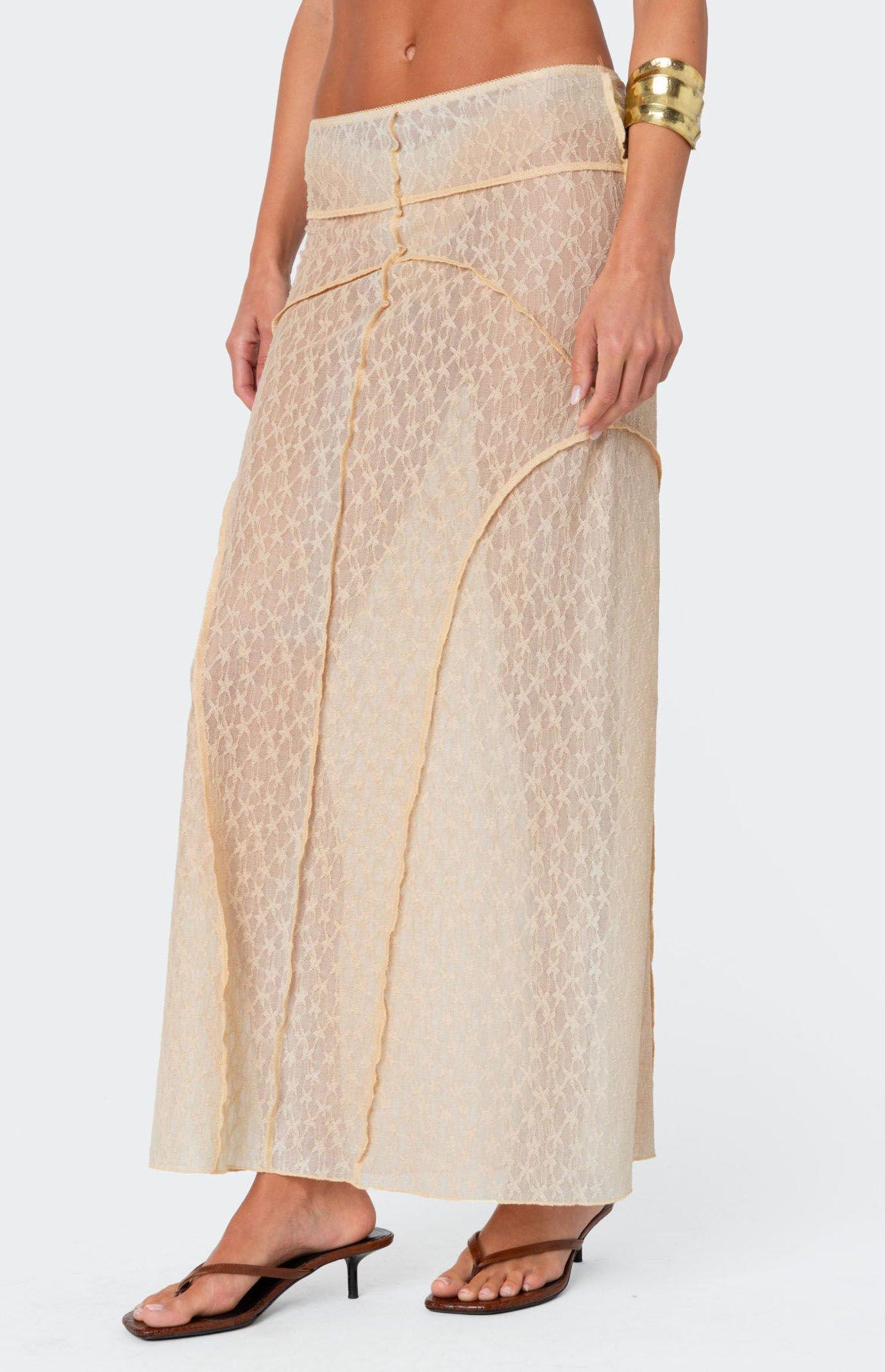 Edikted Women's Inside Out Sheer Lace Maxi Skirt Product Image