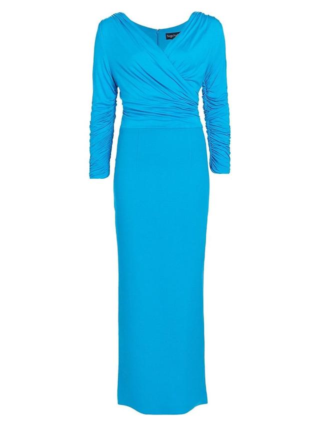 Womens Gathered Jersey & Crepe Maxi-Dress Product Image