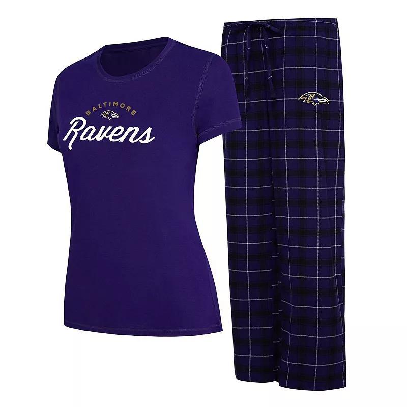 Womens Concepts Sport Baltimore Ravens Plus Size Badge T-Shirt & Flannel Pants Sleep Set Product Image