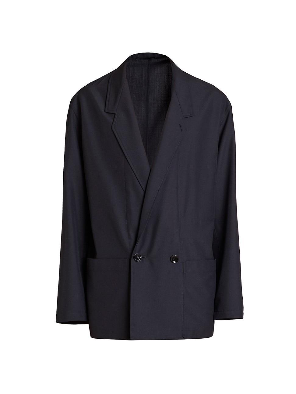 Mens Double-Breasted Wool-Blend Suit Jacket Product Image