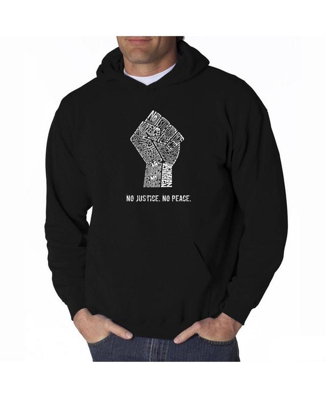 La Pop Art Mens Word Art Hooded Sweatshirt - No Justice, No Peace Product Image