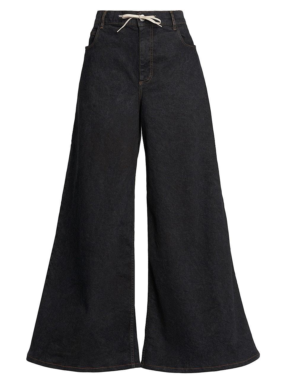 Womens Drawstring Wide-Leg Palazzo Jeans Product Image