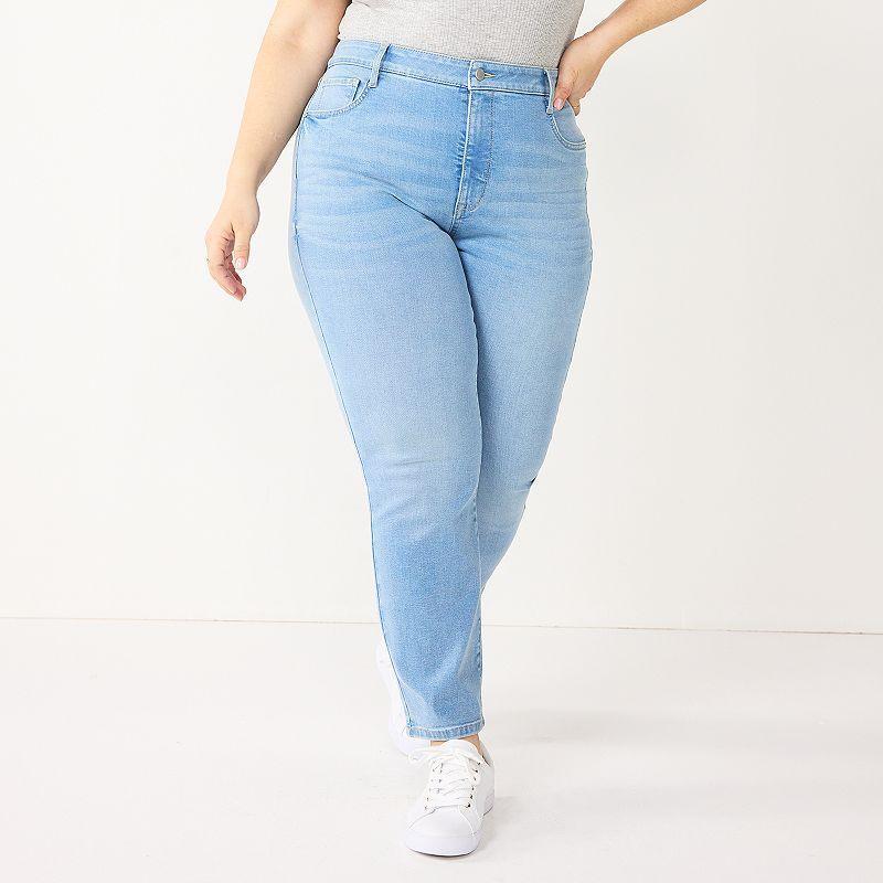 Plus Size Nine West High Rise Sculpting Straight Jeans, Womens Product Image