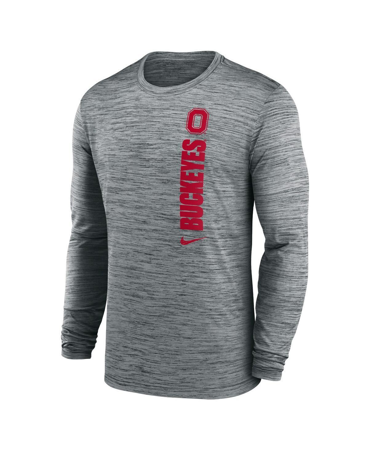 Nike Mens Heather Gray Ohio State Buckeyes 2024 Sideline Velocity Performance Long Sleeve T-Shirt Product Image