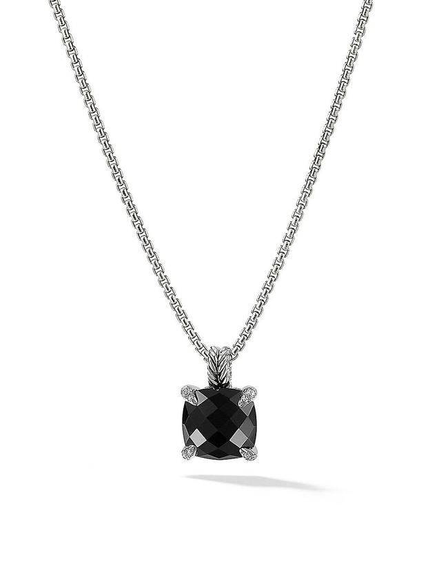 Womens Chatelaine Pendant Necklace with Black Onyx and Pav Diamonds Product Image