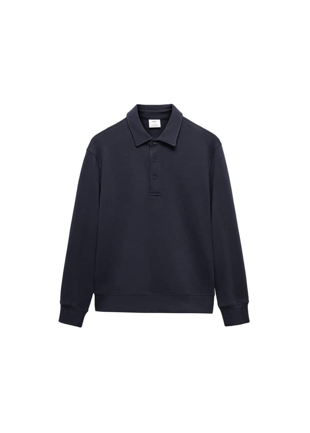 MANGO MAN - Cotton polo sweatshirt dark navyMen Product Image