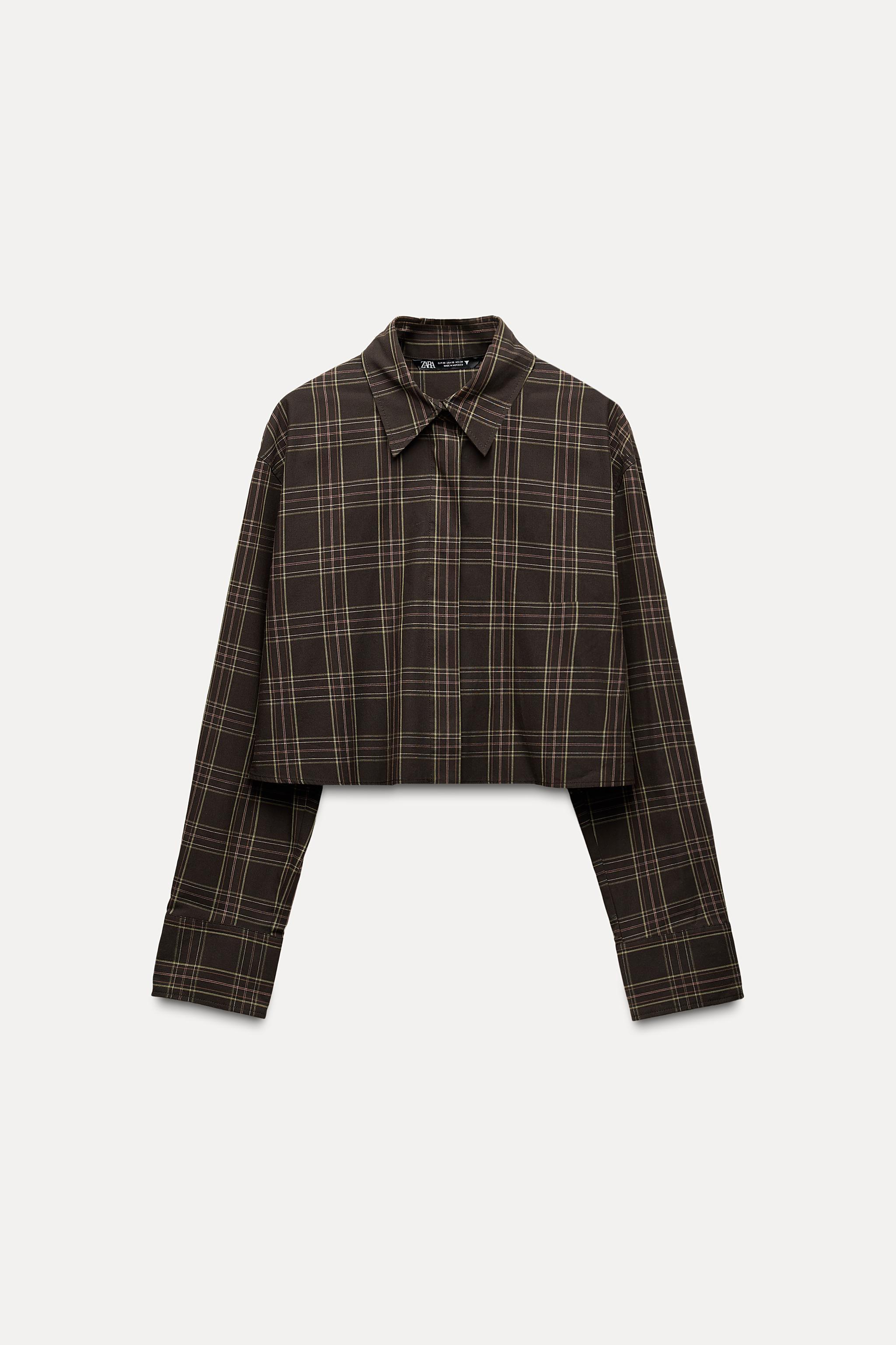 PLAID CROP SHIRT Product Image