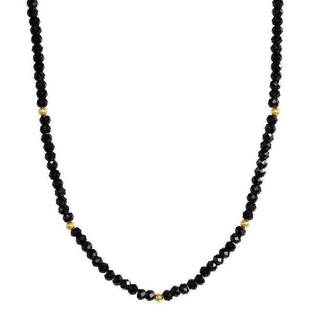 Jewelmak 14k Yellow Gold & Black Spinel Necklace, Womens 14k Gold Product Image