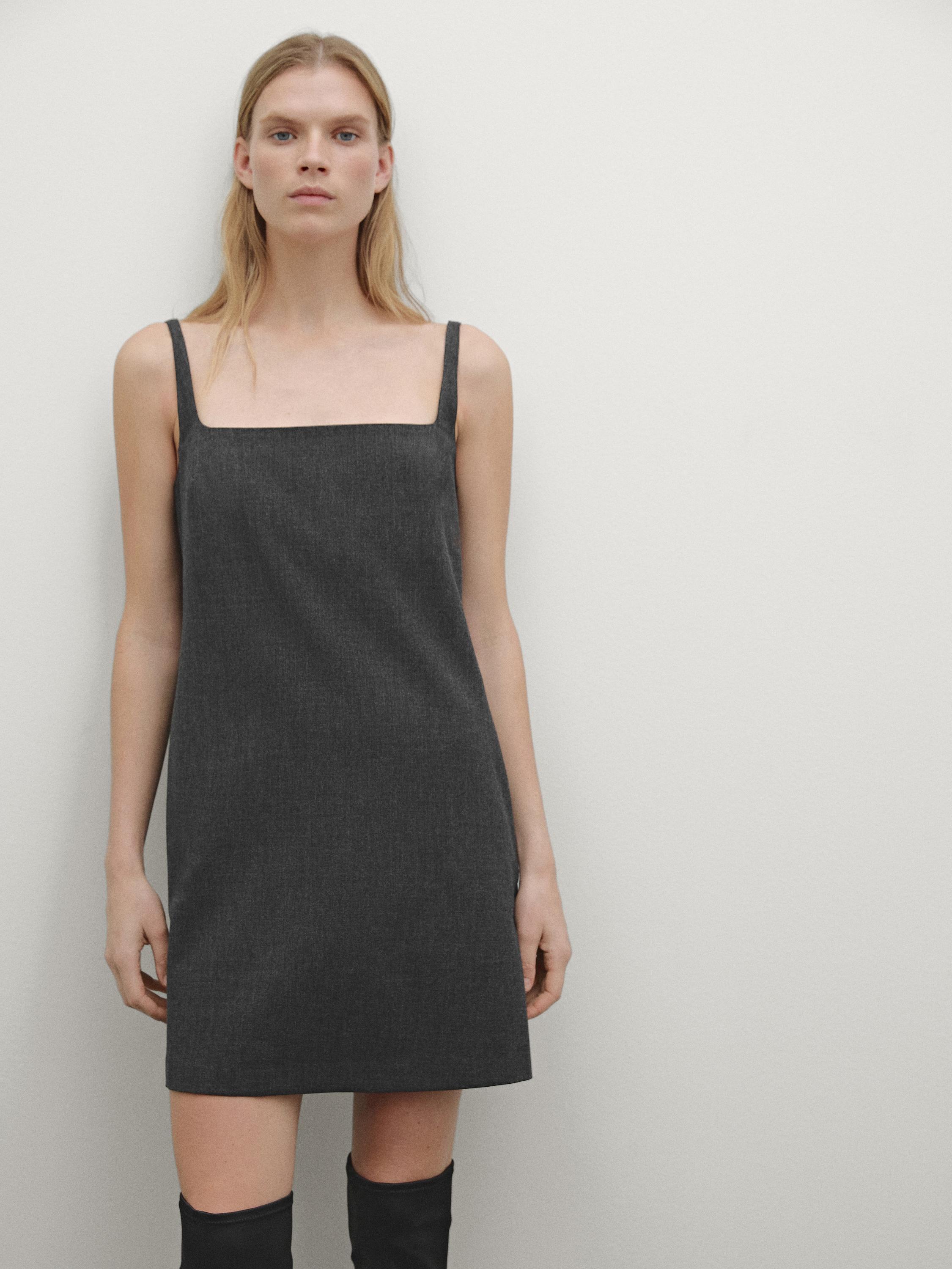 Strappy mini dress · Grey · Smart / Dresses And Jumpsuits | Massimo Dutti Product Image