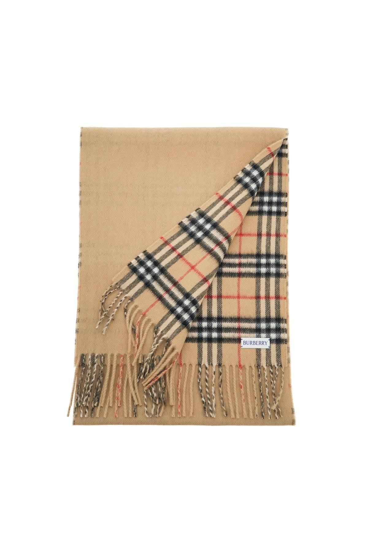 BURBERRY Reversible Cashmere Check Scarf In Brown Product Image