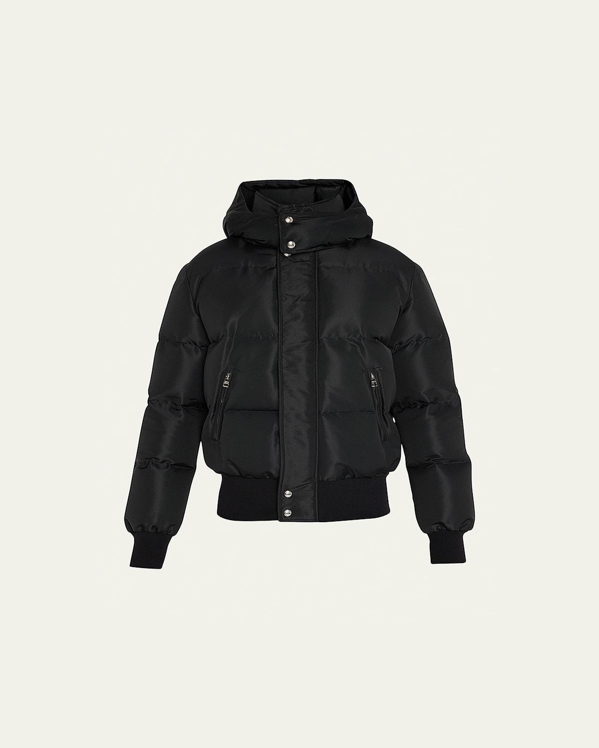 Mens Graffiti Logo Hooded Down Puffer Jacket Product Image